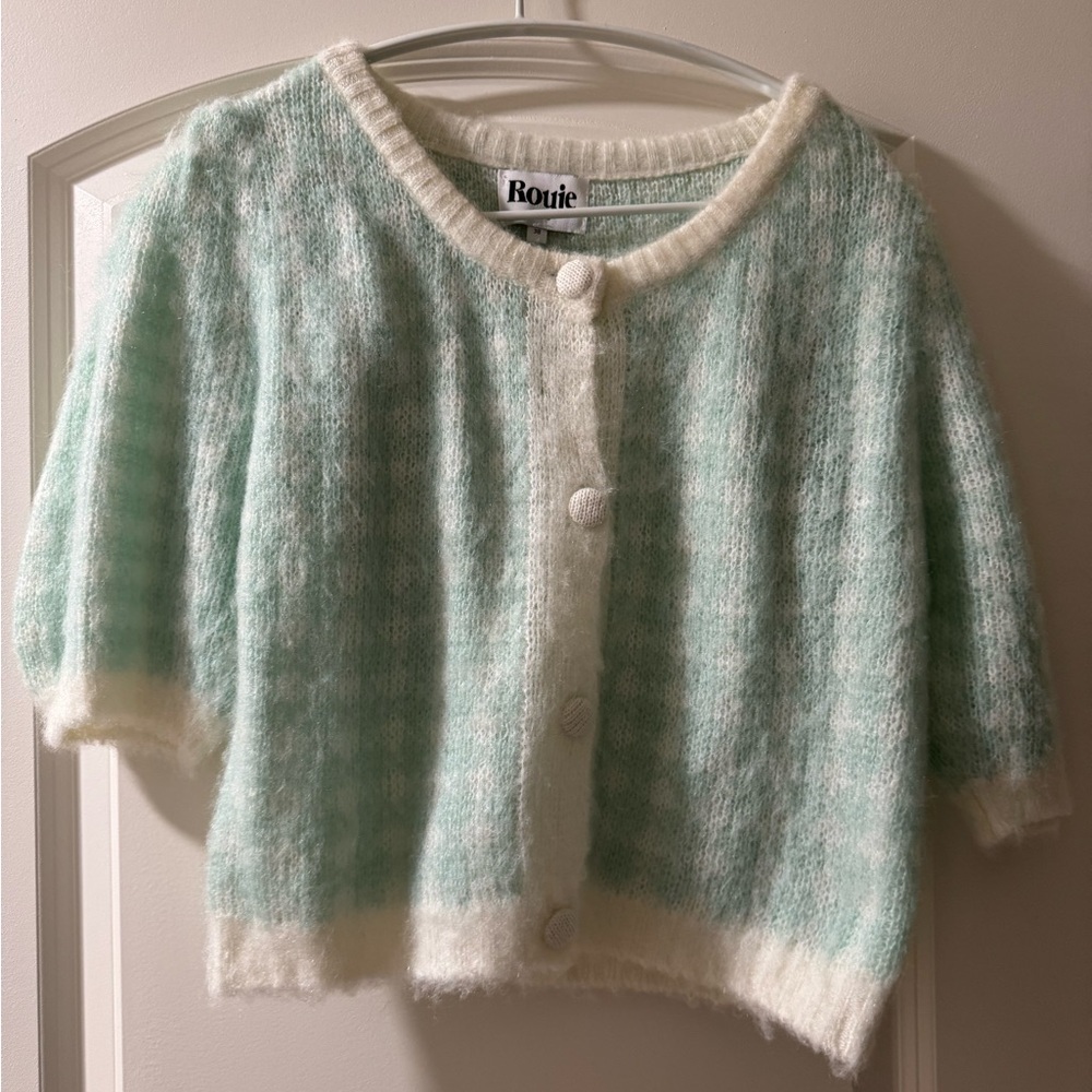 Rouje Ronny Green and White Checkered Cardigan - Picture 6 of 8